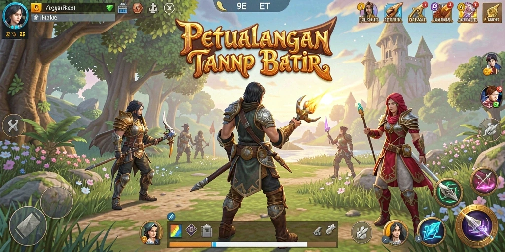 Tampilan screenshot 9ET yang menampilkan aksi seru dalam pertempuran RPG.