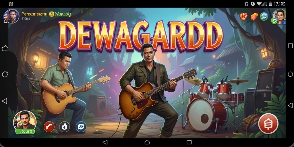 Tampilan gameplay menarik dalam DEWAGARUDA dengan alat musik virtual.