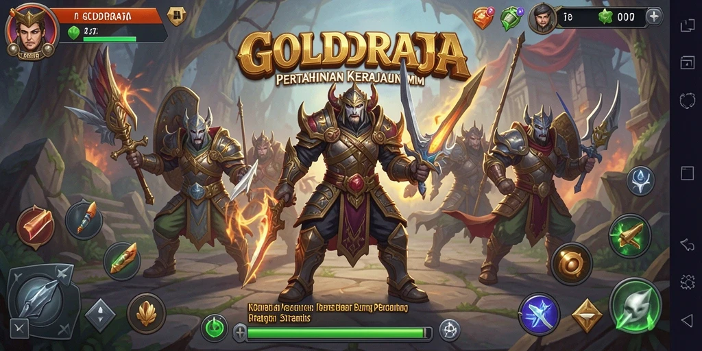 Tampilan aksi mendebarkan dalam game Tower Defense GOLDRAJA.