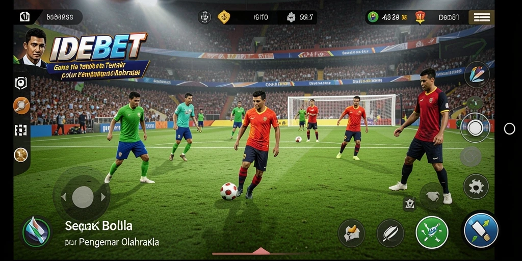 Tampilan gameplay IDEBET dengan aksi menegangkan dari sepak bola.