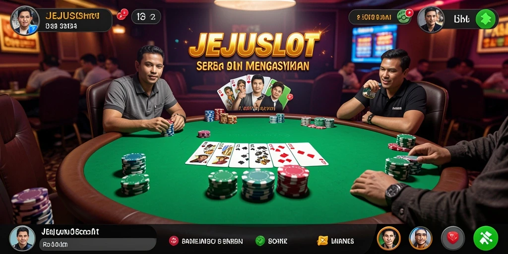 Tampilan gameplay seru dengan aksi poker yang mendebarkan.