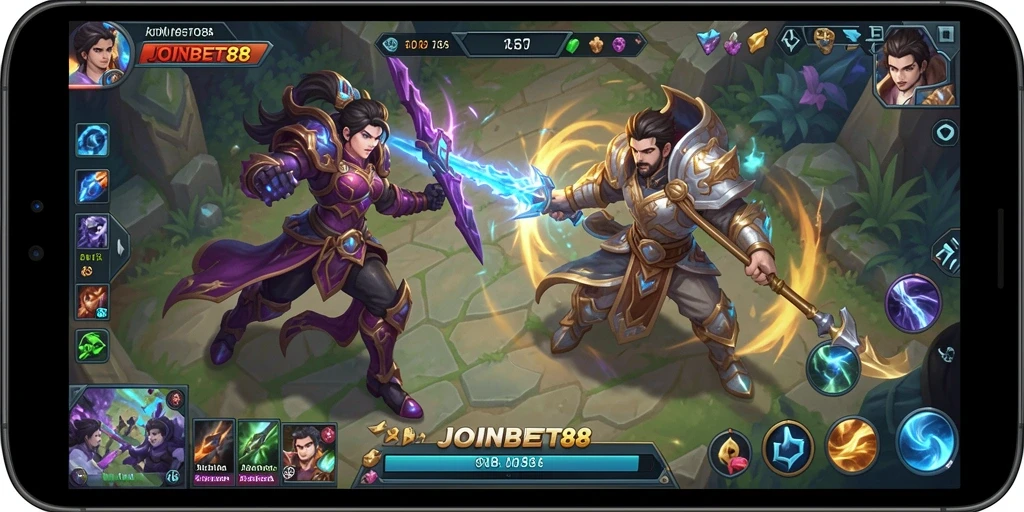 Tangkapan layar menampilkan aksi pertempuran dalam <strong>JOINBET88</strong> di arena MOBA.