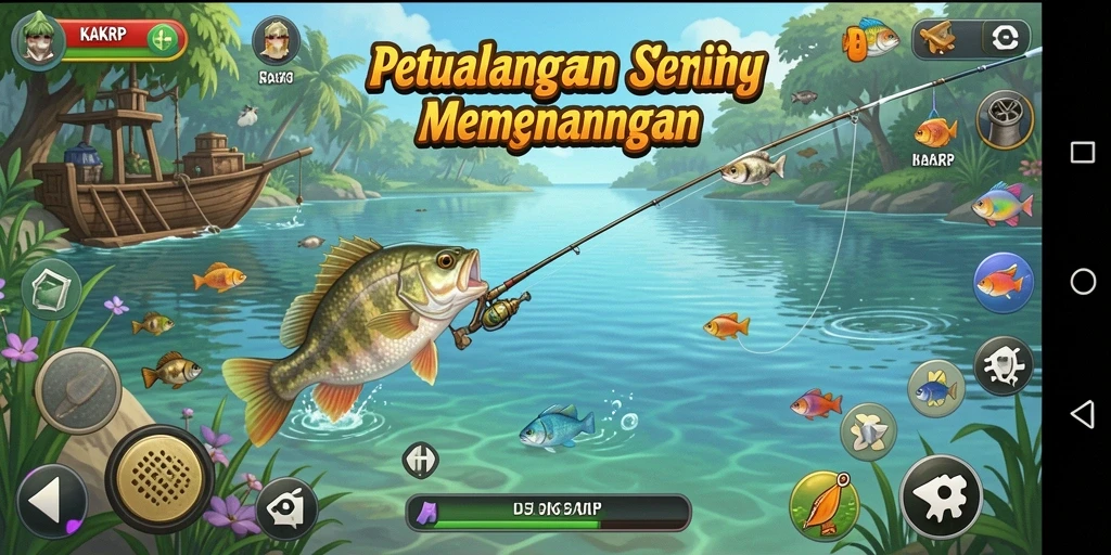 Screenshot KAKRP menunjukkan aksi memancing yang seru dan menegangkan.