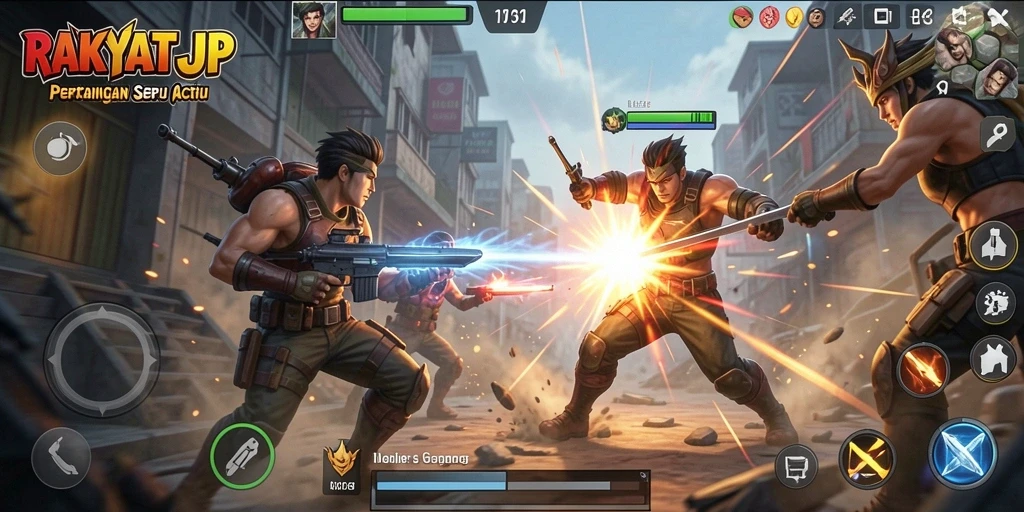 Tampilan aksi seru dalam gameplay RAKYATJP yang mendebarkan.