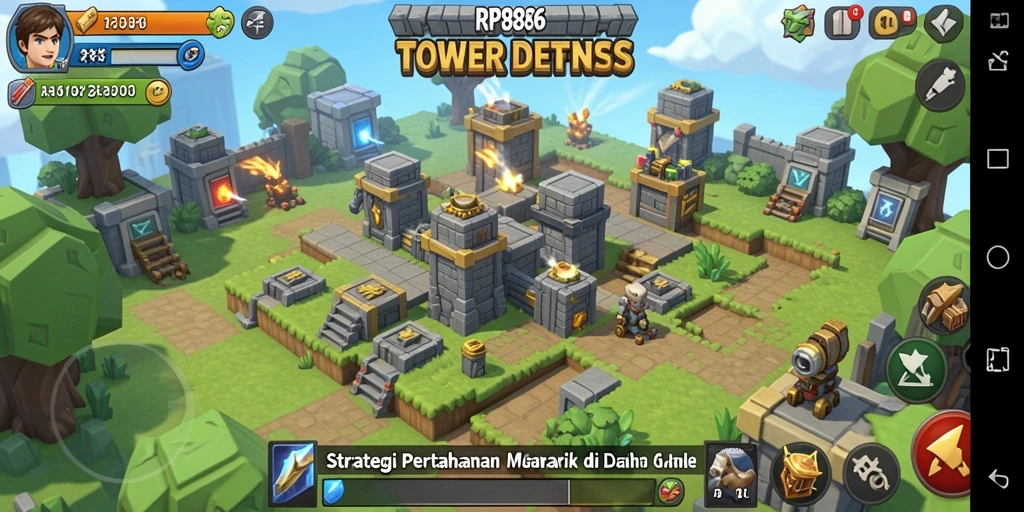 Tampilan gameplay menarik dari RP886 dalam genre Tower Defense.