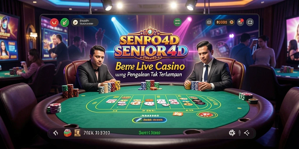 Screenshot gameplay <strong>SENIOR4D</strong> menampilkan suasana kasino langsung yang menarik.